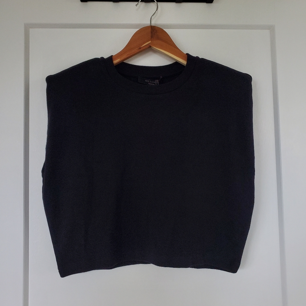 All Saints NWT Black Sleeveless Top with Shoulder Padding | Size Medium